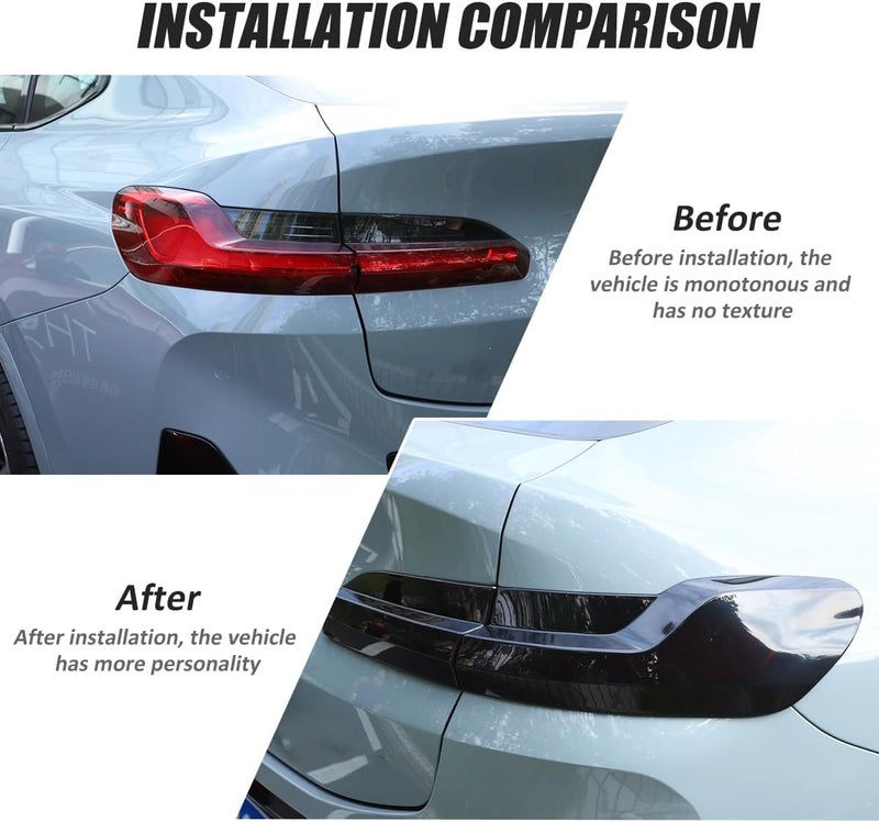 JONKOKO عدسة مصباح الذيل الخلفي الأسود ABS مجموعة مصابيح الذيل متوافقة مع BMW X4 G02 X4 M 2019-2025 ملحقات غطاء حماية مصابيح الذيل الخارجية - Image 2